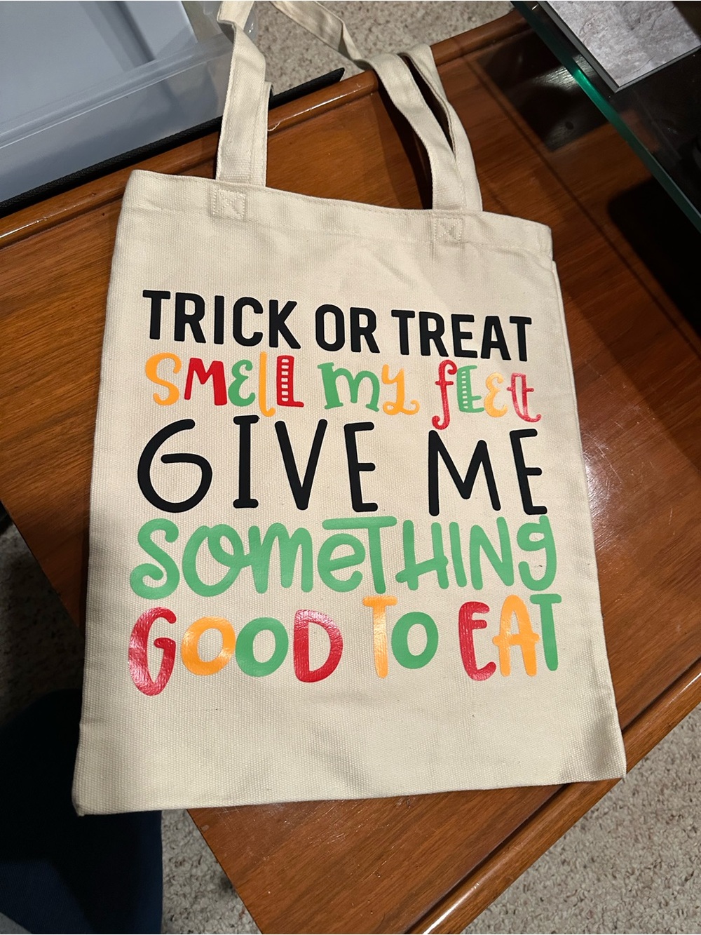 Halloween Trick or Treat Canvas Tote - Colorful Lettering